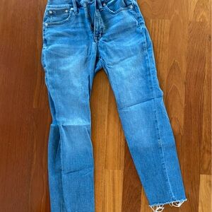 Madewell Cali Demi Boot cropped jeans, raw hem, size 27